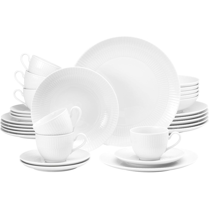 Обідній сервіз на 6 персон, 30 предметів, білий Amina Seltmann Weiden