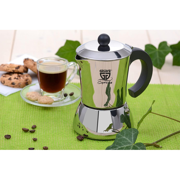 Еспресо-кавоварка 300 мл на 6 чашок, нержавіюча сталь GRÄWE