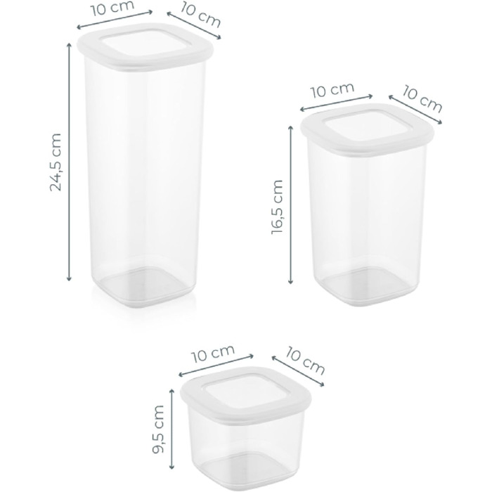 Герметичні банки для зберігання Viwares з кришками Набір з 24 контейнерів для зберігання БЕЗ БІСФЕНОЛУ А Для зберігання борошна та цукру в мюслі Практичний ящик для зберігання кухні для всіх продуктів (набір з 24 білих)