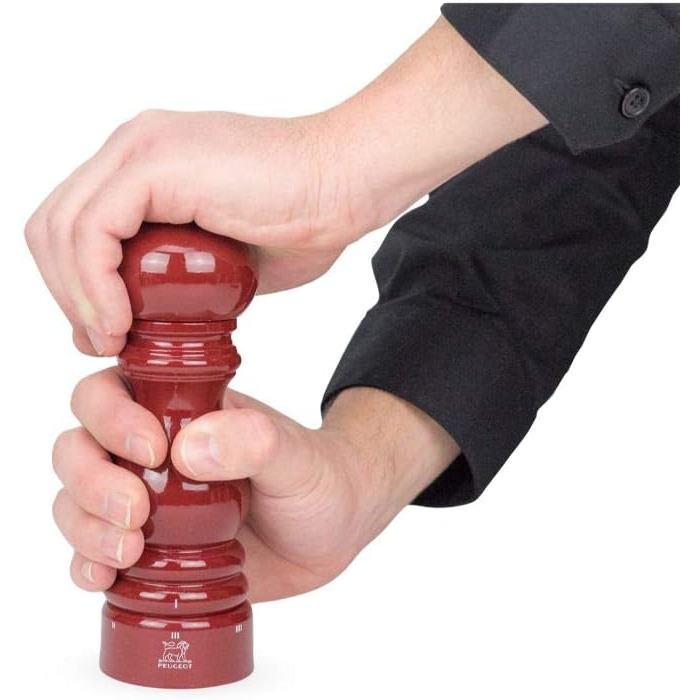 Ручний млин для перцю Peugeot Paris, регулювання помелу u'Select, висота дерево, чорний, 23720 (18 см, червоний лакований)