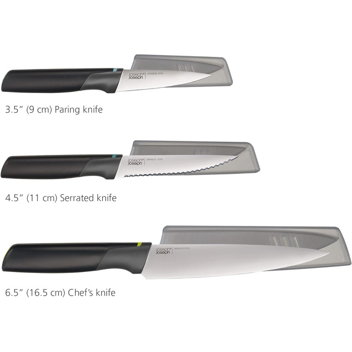 Набір ножів, 3 предмети, чорний/опал Duo Elevate Joseph Joseph