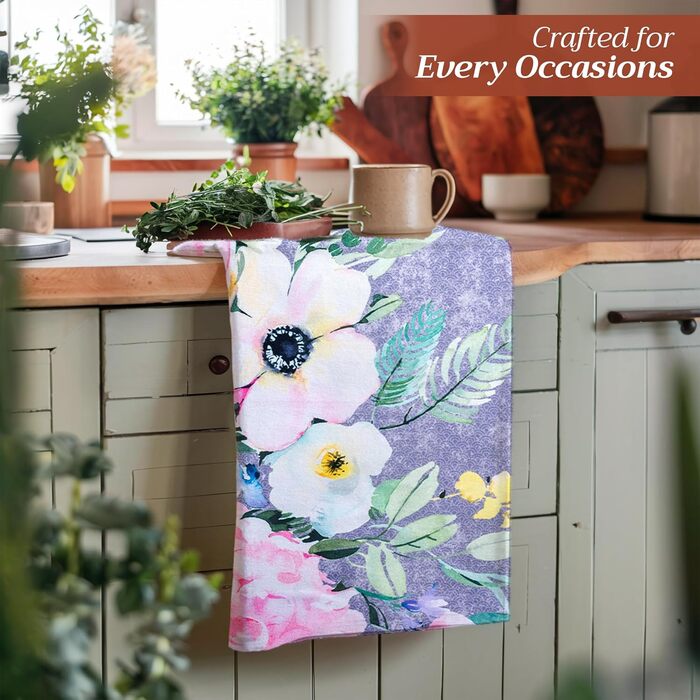 Набір з 3 багатоцільових кухонних рушників Maison d&39 Hermine Rural Christmas, 100 бавовна Барні рушники День подяки/Різдво (50 см x 70 см) (Солодка троянда-лаванда - Пишні лавандові троянди)