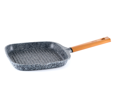 GIPFEL Сковорода-гриль 24см антипригарное покрытие Pfluon, деревянная ручка, индукционное дно (лит алюм) 0782 GIPFEL