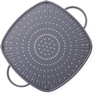 Силіконова підставка для посуду прямокутна 31x31 см з ручками, сірий Coolinato