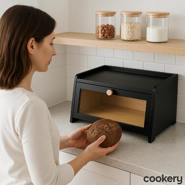 Хлібниця з бамбук 40 х 25 х 20 см чорний Cookery