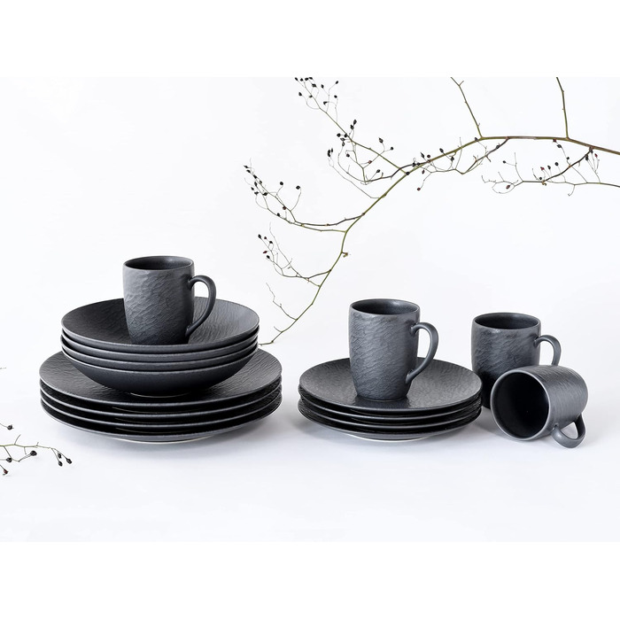 Набір посуду на 4 персони, 16 предметів, Slate Black Creatable