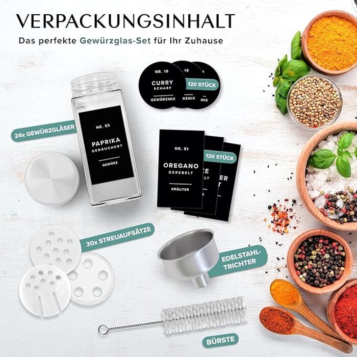 Набор квадратных баночек для специй 24 x 120 мл EDELHAUS