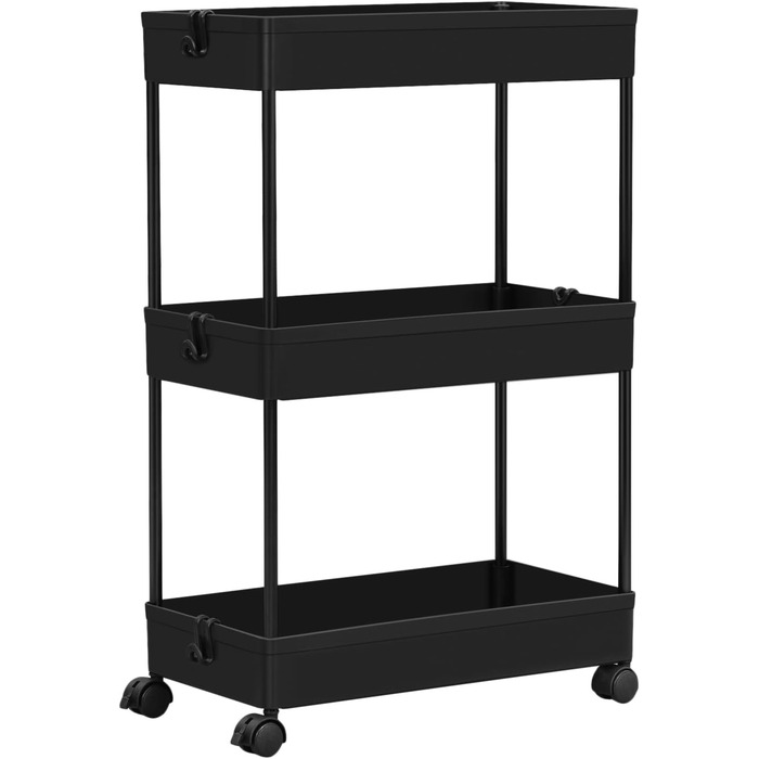 Візок сервірувальний на 3 полиці, 39 x 59 x 22,5 см, чорний Klihome