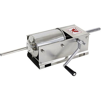 Промислова машина для наповнення ковбас Beeketal &39BTH07&39 з нержавіючої сталі (об&39єм 7 л/горизонтальна конструкція), професійна машина для наповнення ковбас з 2-швидкісним повністю металевим механізмом і рукояткою, включаючи 5 насадок для напов