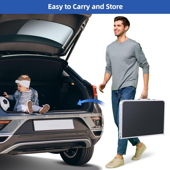 Складаний кемпінговий стіл з 2 рівнями висоти 90 х 60 см чорний Sportneer