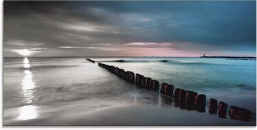 Настінний декор скляні картини настінна картина скляна картина цільна 40x40 см квадрат пляж море сонце карибський пейзаж узбережжя схід сонця морський S7LE (Пляж Балтійського моря, 100Д x 50Ш см)