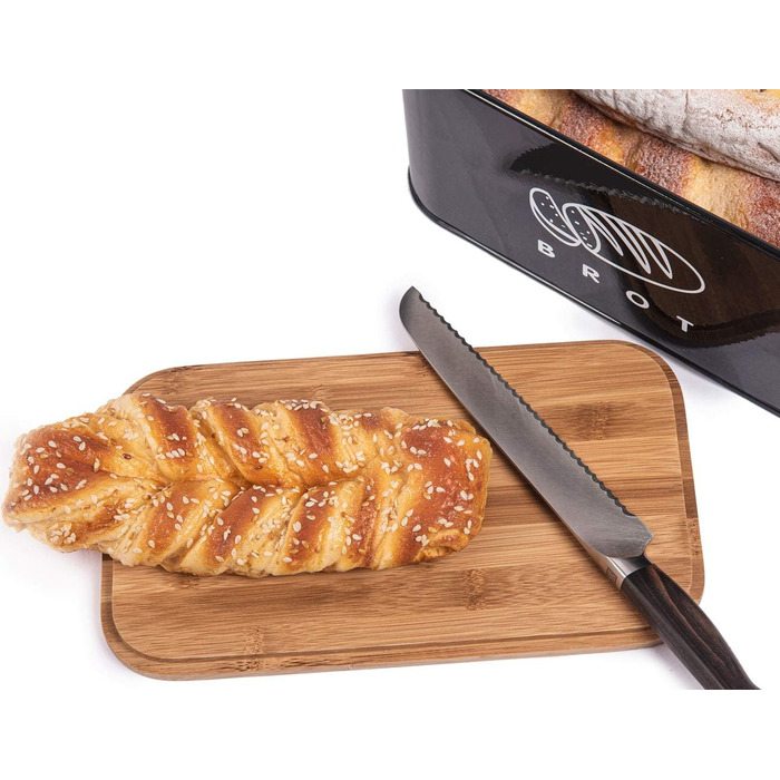 Хлібниця з кришкою 42 х 23 х 16 см чорний Theo&Cleo