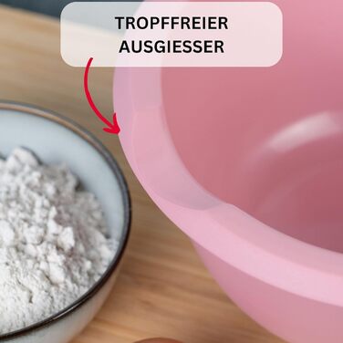 Чаша для выпечки Westmark 3,5 л - вкл. носик - двухсекционная крышка - не содержит бисфенола А, нескользящая миска для смешивания, которую можно мыть в посудомоечной машине (красный/белый) (розовый/белый, с крышкой)