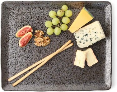 Арена Реактивный фарфор на 4 персоны (тарелка 33 x 27 см, черная)