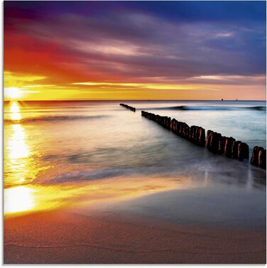 Настінний декор скляні картини настінна картина скляна картина цільна 40x40 см квадрат пляж море сонце карибський пейзаж узбережжя схід сонця морський S7LE (Балтійське море Пляж 2, 20Д x 20Ш см)