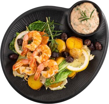 Сервірувальна меламінова тарілка 30 x 25 x 2,5 см з вбудованою соусницею, чорна NERO APS