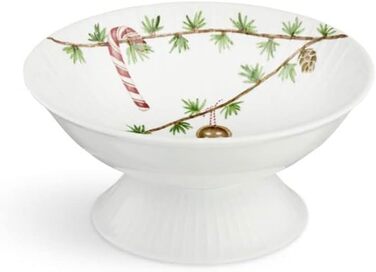 Миска для сладостей 16 см на ножке, белая с акварельной росписью Christmas Hammershøi Kähler