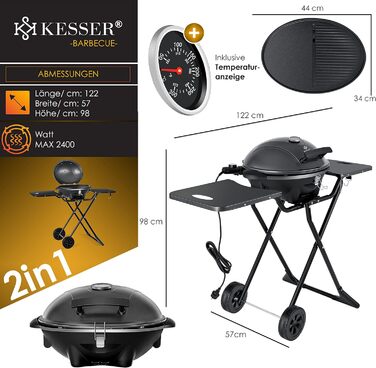 Электрический гриль 2 в 1 2400 Вт KESSER