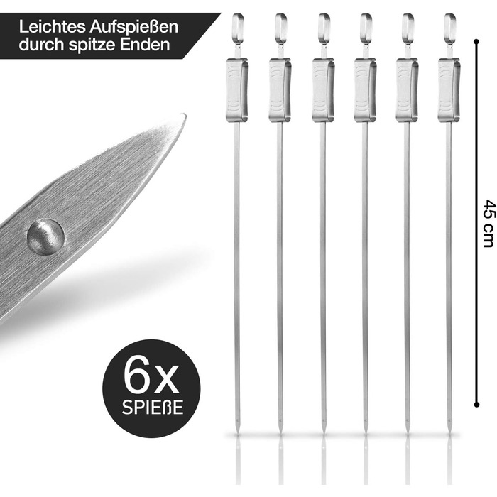 Шампури для барбекю 6 х 45 см. Heynna Premium