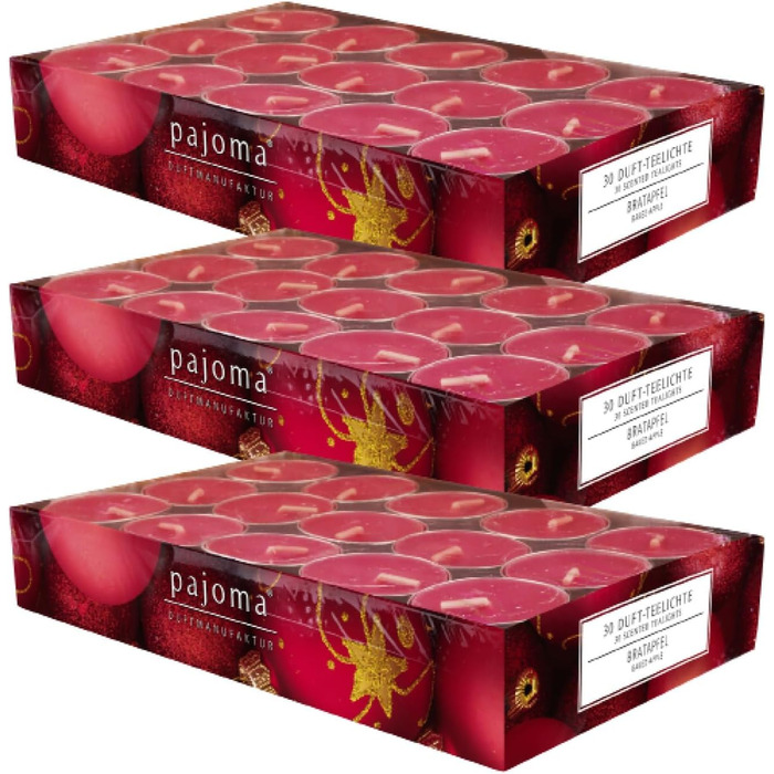 Ароматичних чайних свічок 3x30 шт. ароматичні свічки багато ароматів на вибір висота 1,5 см, Ø 3,5 см (печене яблуко, 3 x 30 шт. у упаковці), 90