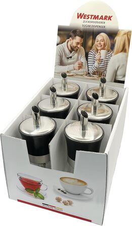 Дисплей дозатора цукру Westmark, вміст 6 дозаторів, ємність 190 мл кожен, скло/нержавіюча сталь/пластик, чорний, прозорий/чорний/сріблястий, 63592611 дозатор цукру 6 шт. чорний