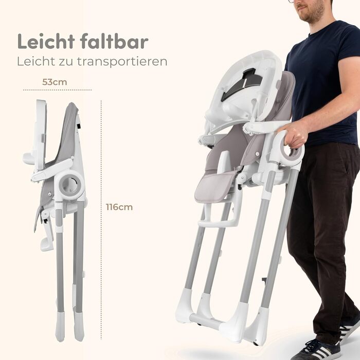 Дитячий стільчик для годування від 6 місяців сірий Sweety Fox