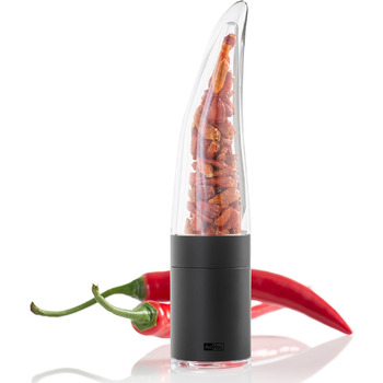 З начинкою з перцю чилі Різак чилі з оригінальним ріжучим блоком Різак для спецій в елегантній подарунковій упаковці Матова нержавіюча сталь (перець чилі чорний)