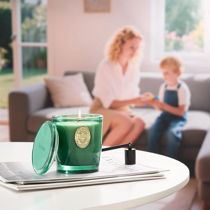 Ароматна свічка M&SENSE Лісова хатина, ароматичні свічки у склянці, натуральна соєва свічка, час горіння 55 годин, подарункові свічки для жінок та чоловіків, подарункова свічка (евкаліптовий кедр, 560 г)