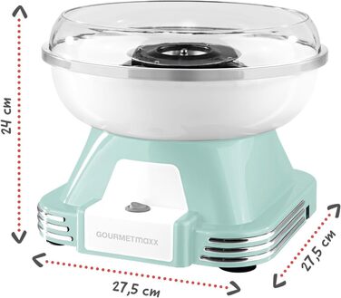 Апарат для виробництва цукрової вати GOURMETmaxx для дому з аксесуарами Ретро-апарат для виробництва цукрової вати Ностальгія з паличками для цукрової вати та мірною ложкою Цукрова вата для дитячих свят Білий (М&39ятний)