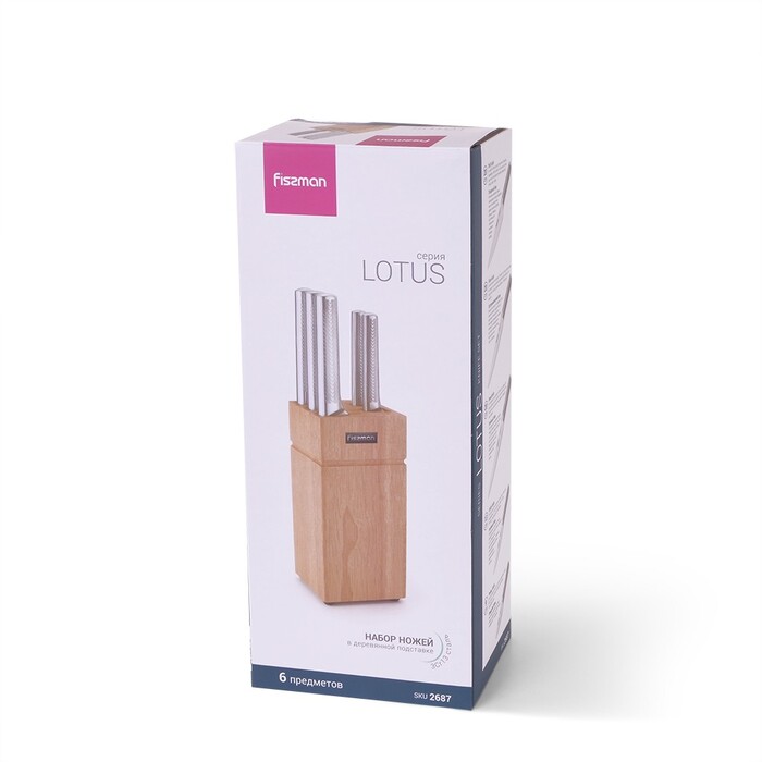 Набір ножів Fissman LOTUS 6 предметів з підставкою (2687)