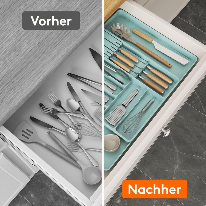 Органайзер для столових приладів 60 х 40 х 4,6 см бірюзовий Lifewit