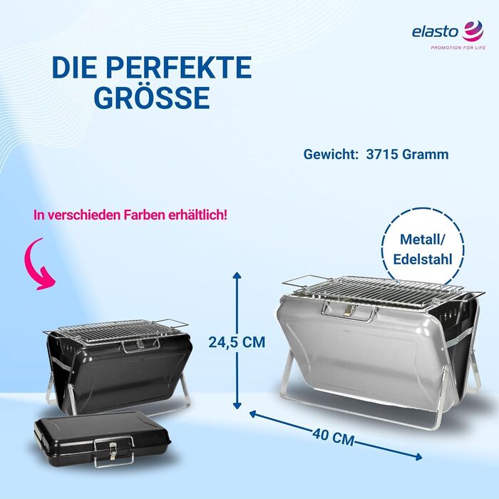 Портативный гриль на уголь серебряный elasto PROMOTION FOR LIFE