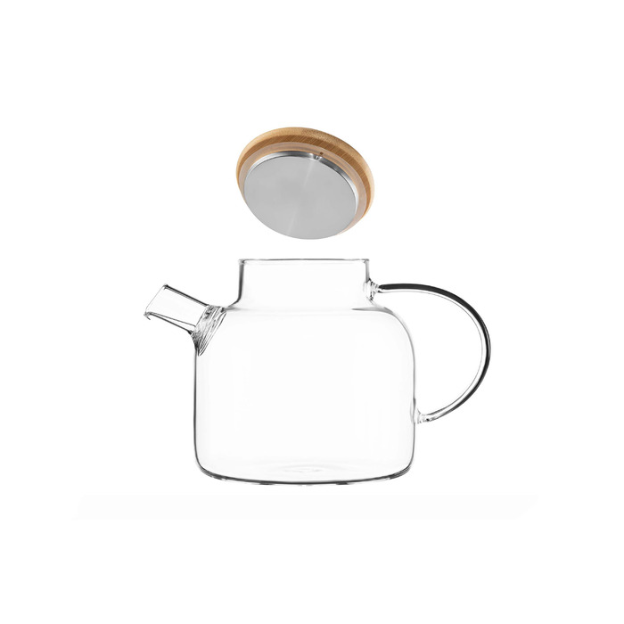 Заварник Ardesto Gemini 1200мл, боросилікатне скло, бамбук, прозорий