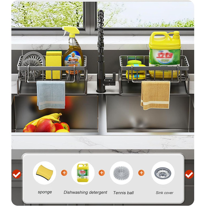 Органайзер для раковини, чорний ViWaVee