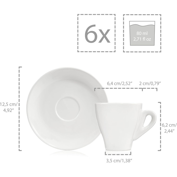Набір чашок для еспресо з блюдцями на 6 персон, 12 предметів New Port Sänger