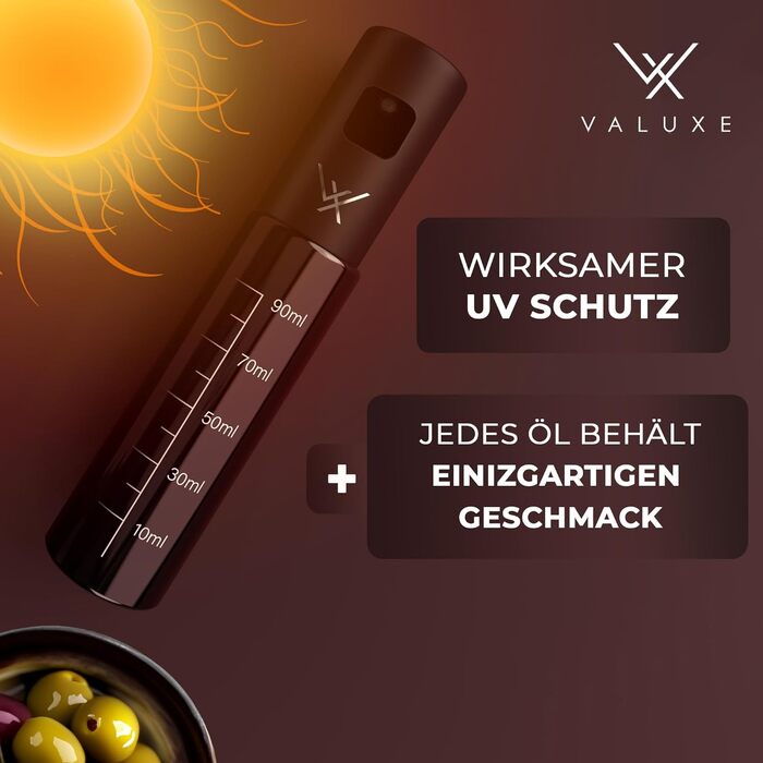 Масляный распылитель для растительного масла и уксуса с защитой от ультрафиолета Стекло и распылительный фильтр - Распылитель масла из нержавеющей стали - Точный распылитель оливкового масла, распылитель масла, распылитель масла (шоколадно-коричневый)