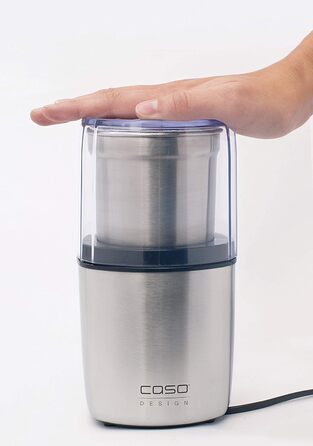 Електрична кавомолка з нержавіючої сталі, подрібнювач з додатковим контейнером з нержавіючої сталі для песто, горіхів, спецій, трав і багато іншого, 200 Вт, сріблястий контейнер з нержавіючої сталі з 4-кратним ножем