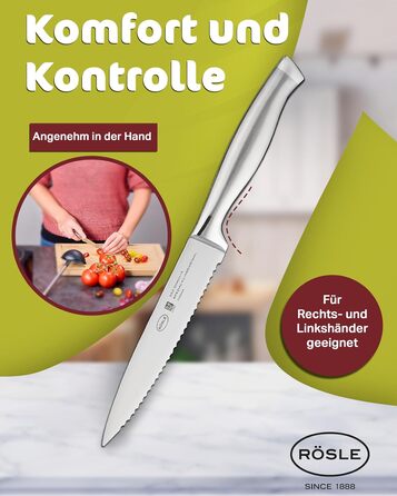 Високоякісний кухонний ніж 20 см для м&39яса, риби, птиці та овочів, нержавіюча сталь 18/10, ергономічна срібна ручка, гострий ніж для кухні (універсальний ніж)