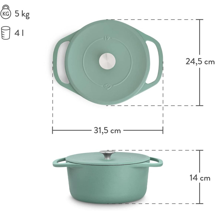 Кокотниця з кришкою 24 см, зелений Springlane Kitchen