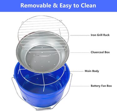 Круглий гриль для барбекю, синій Uten