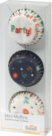 Набір форм для випічки міні-маффинов, 72 шт, 4,5 см, білий / синій, Happy Birthday RBV Birkmann