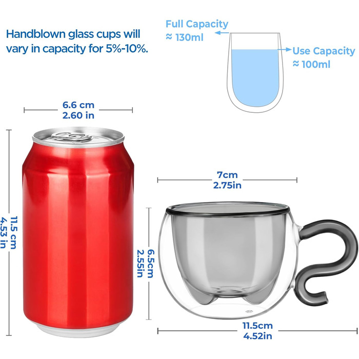 Двостінні милі келихи для лате макіато з різдвяною ялинкою 270 мл Кавова чашка Різдвяна кружка з ситечком для чаю з різдвяною ялинкою Чайні келихи для молока, льоду, різдвяні подарунки для жінок і дітей (тип 12 чорний-130 мл*2, 130 мл*2)
