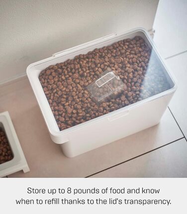 Контейнер для корму для домашніх тварин з мірним стаканчиком, білий, 6 л, сухий корм приблизно 3,5 кг, ABS СМОЛА/СИЛІКОН, 5611