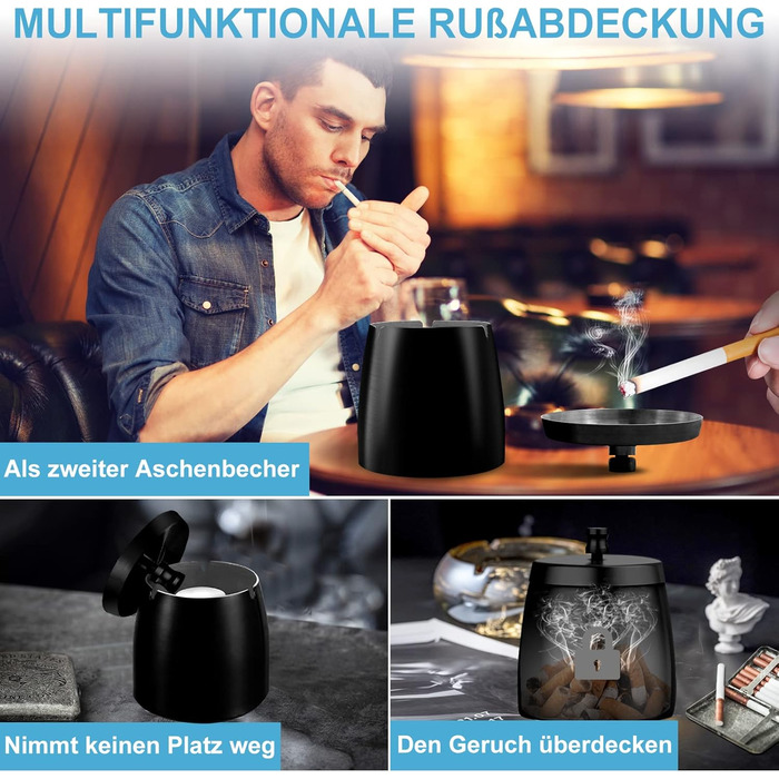 Попільничка з кришкою чорний MOKHT