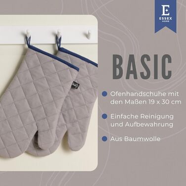 Рукавички для духовки 19 x 30 см, набір 2 предмети, сірий Basic ESSEX