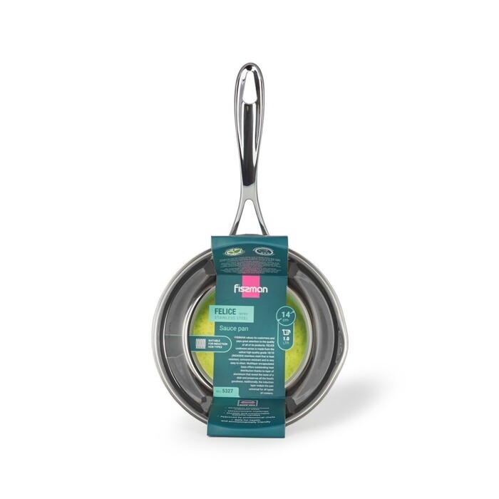 Ківш Fissman FELICE 14x7 см / 1,0 л, без кришки нержавеющая сталь (5327)