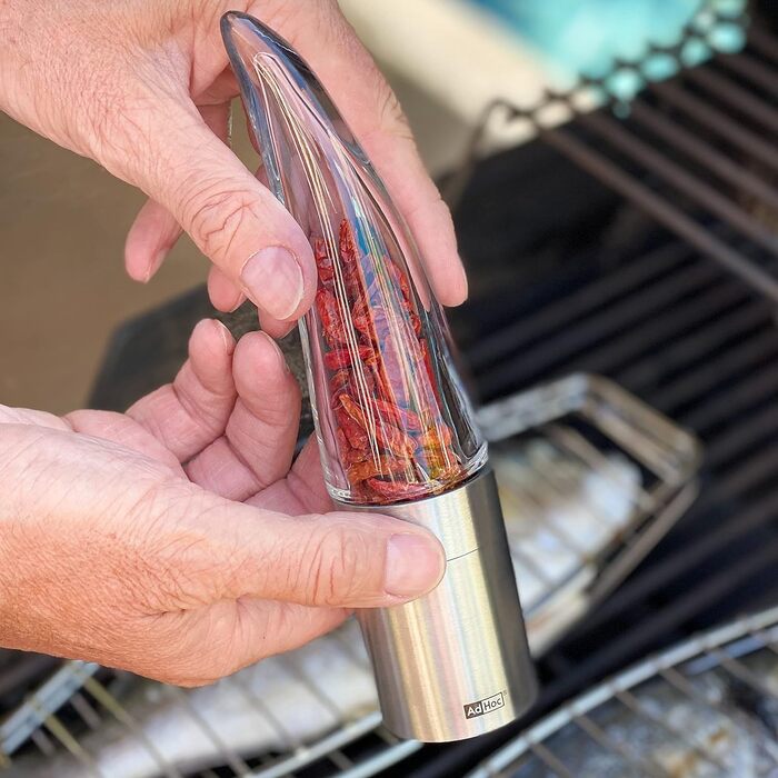 С начинкой из перца чили Резак чили с оригинальным режущим блоком Резак для специй в элегантной подарочной упаковке Матовая нержавеющая сталь (кофемолка для чили двойная кофемолка)