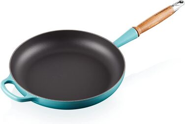 Сковорода чавунна 28 см з дерев'яною ручкою, бірюзовий Signature Le Creuset