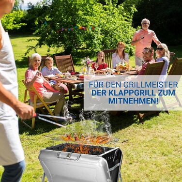 Портативный гриль на уголь серебряный elasto PROMOTION FOR LIFE