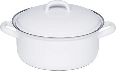 Каструля з кришкою, КЛАСИЧНА- БІЛА, діаметр 20 см, ємність 2 літри, висота 13,6 см, емаль, біла, індукційна, 0130-033